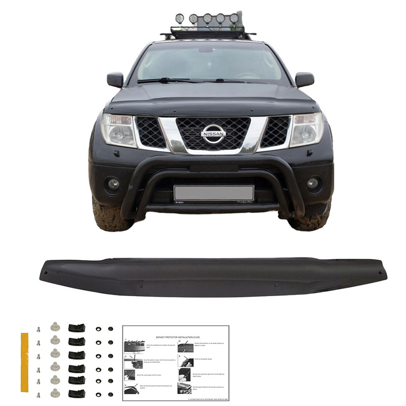 Motorkapbeschermer (steenslagcover)  Nissan Navara D40 2005-2010 - Glanzend zwart