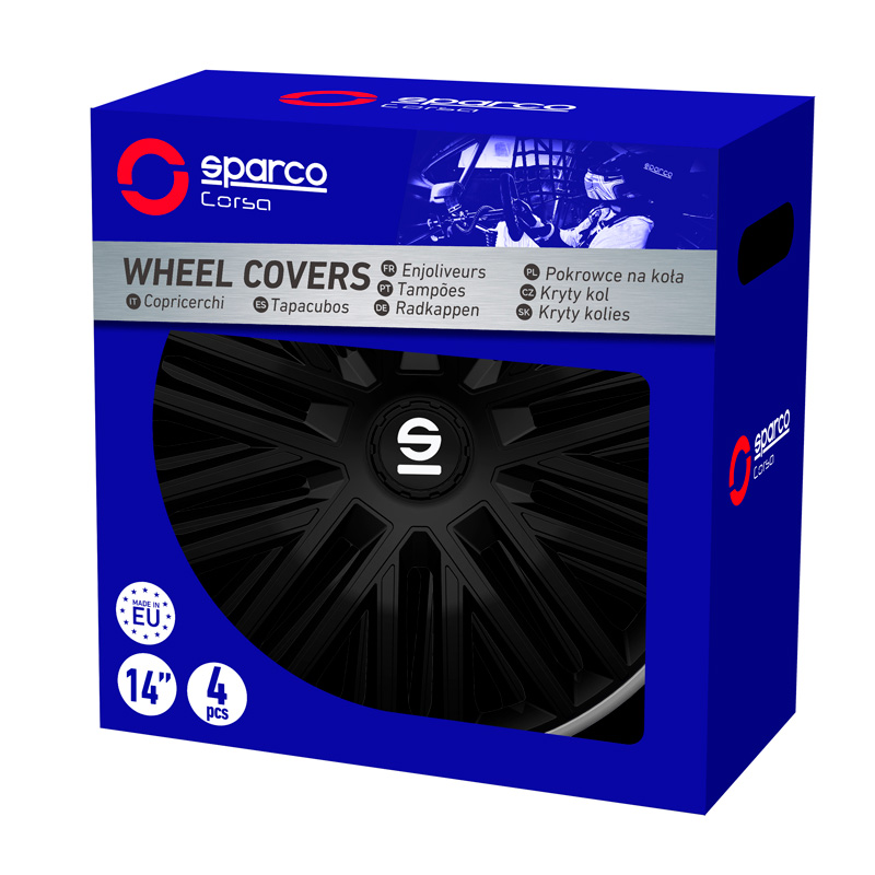 Sparco Wieldoppen Bergamo - 14-inch - Zwart/Grijs - Set van 4 stuks