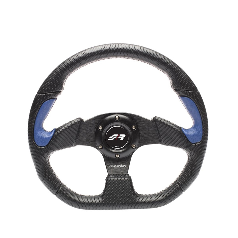 Simoni Racing Universeel Sportstuur X2 Poly Pelle - Zwart Eco-Leder/Blauw - Diameter 330mm