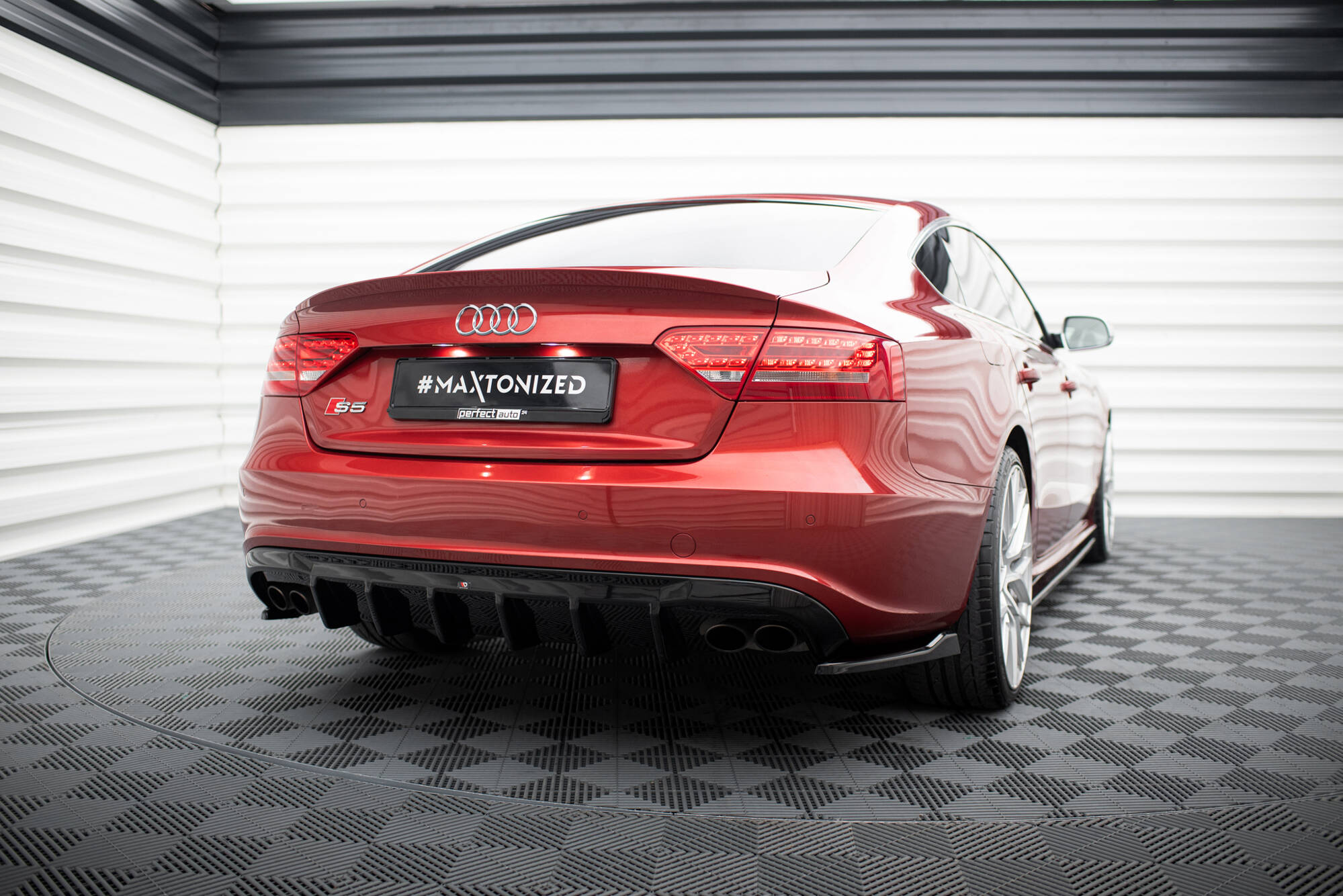 Achter Diffuser Audi S5 Sportback 8T Maxton Glanzend zwart