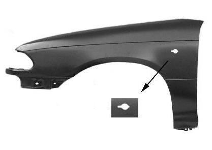 spatbord, met zijknipperlichtgat, rechts, 09/1994-Opel Astra F,
