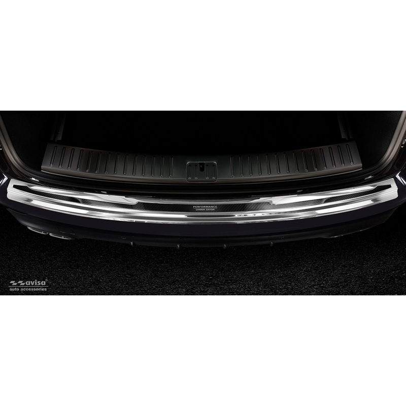 RVS Achterbumperprotector 'Deluxe'  Porsche Cayenne III 2017- 'Performance' Zilver/Zwart Carbon