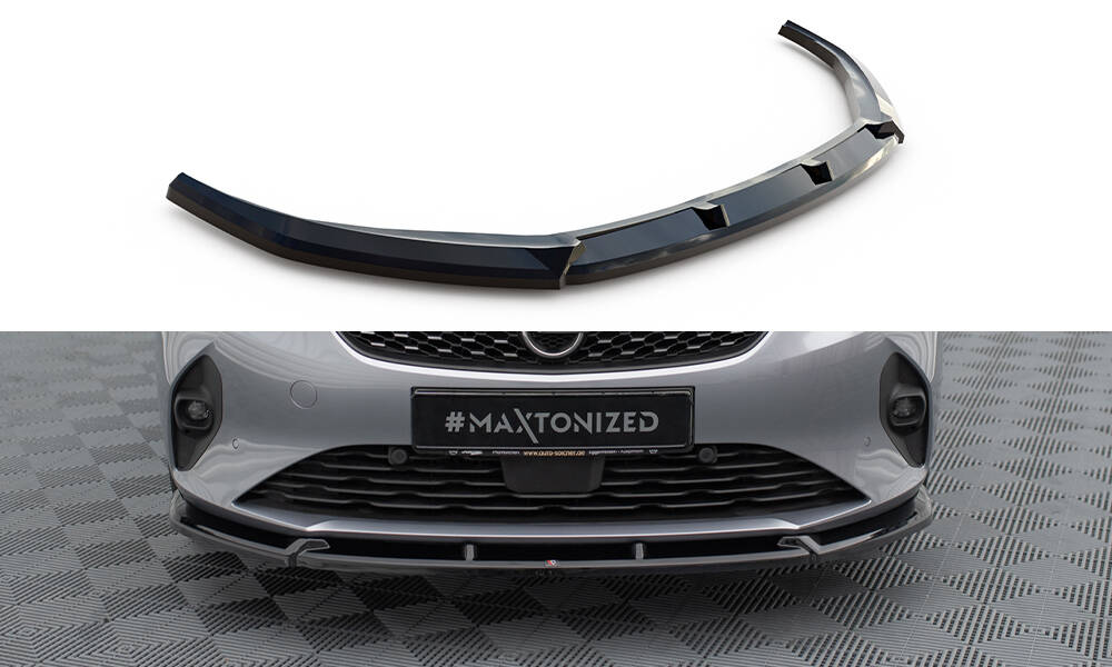 Voorspoiler V.1 Opel Corsa F Maxton Glans Zwart