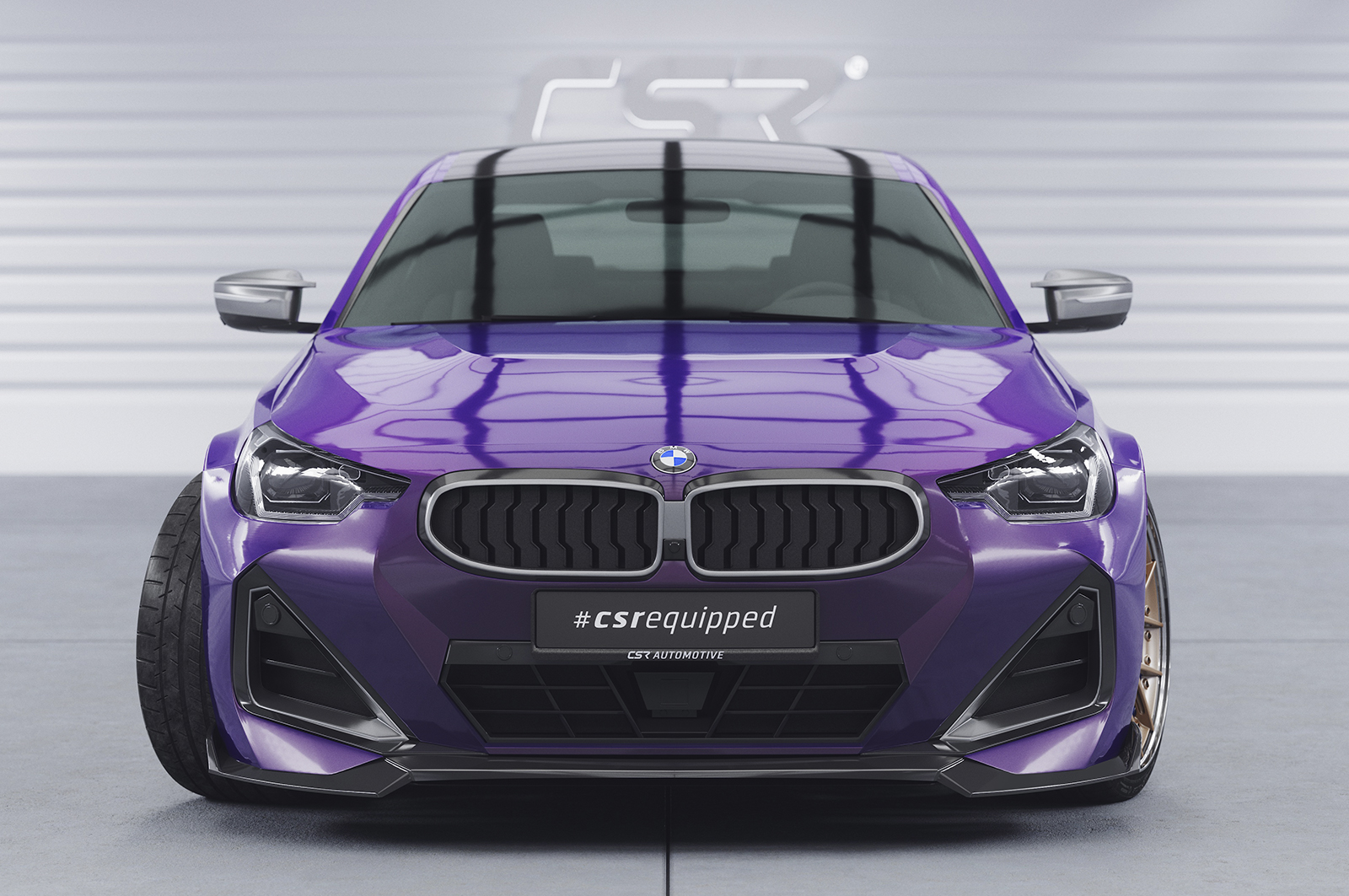Voorspoiler BMW 2 Serie M Pakket / M240i G42 CSR Glans Zwart