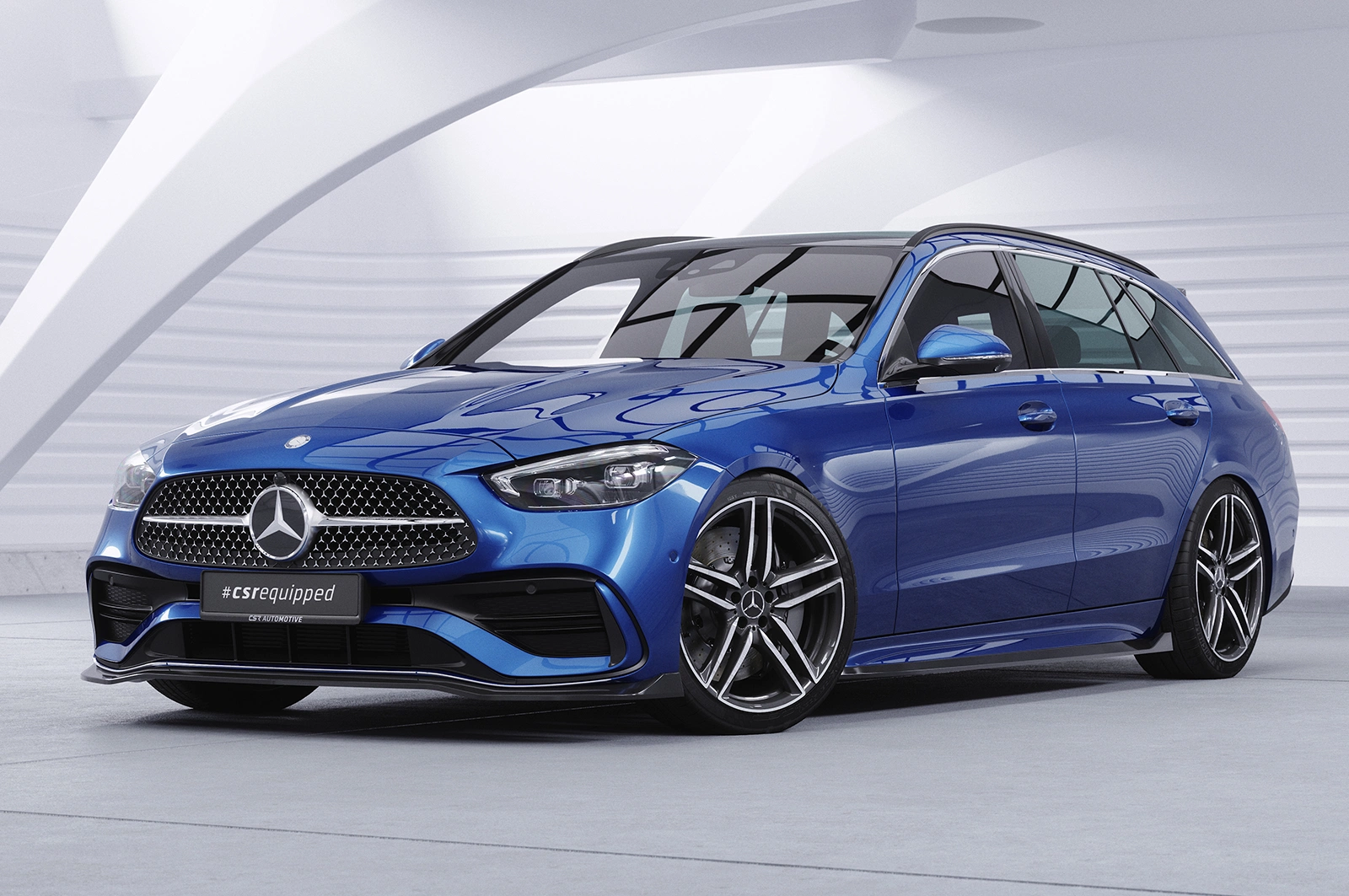 Voorspoiler Mercedes-Benz C-Klasse W206 / S206 AMG-Line 06/2021- Glans Zwart CSR