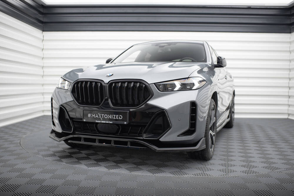 Voorspoiler V.2 BMW X6 M-pakket G06 FL Maxton Glans Zwart