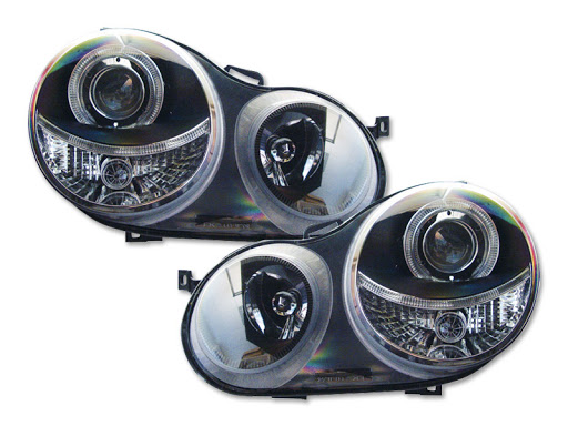 Faros VW Polo 9N 01-05 Angel Eyes negro