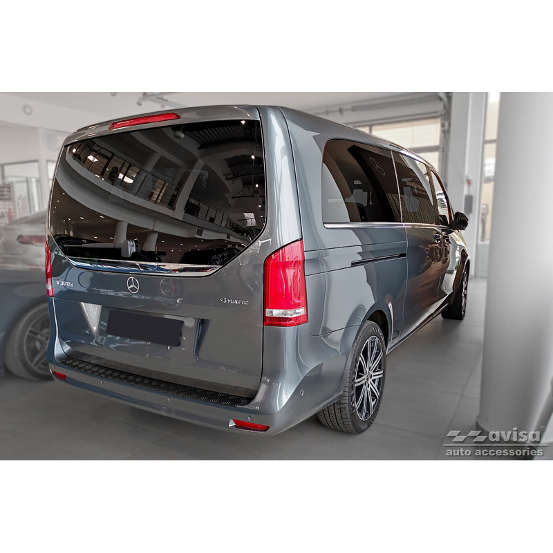 Matzwart Aluminium Achterbumperprotector  Mercedes Vito & V-Klasse 2014-2019 & Facelift 2019- 'Riffled Plate'