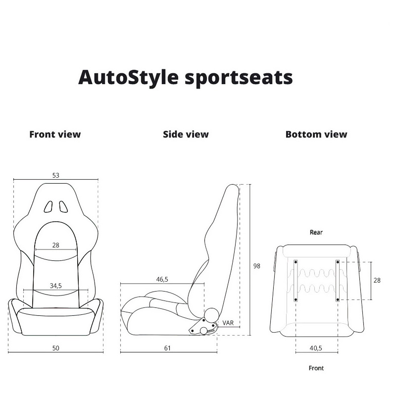 Sportstoel 'NK Premium' - Zwart Suede + Zwart Kunstleder - Dubbelzijdig verstelbare polyester rugleuning - incl. sledes