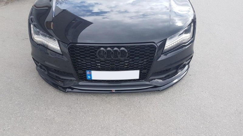 Voorspoiler V.1 Audi S7 / A7 S-Line C7 Glanzend Zwart