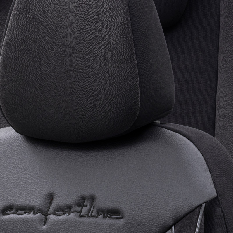 Universele Velours/Stoffen Stoelhoezenset 'Comfortline' Zwart - 11-delig - geschikt voor Side-Airbags