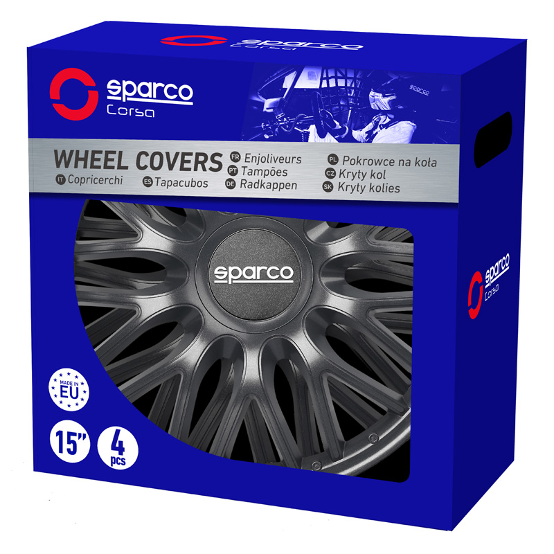Sparco Wieldoppen Roma - 16-inch - Grijs - Set van 4 stuks