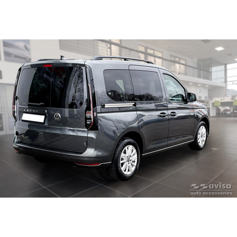 Zwart RVS Instaplijsten  Volkswagen Caddy V 2020- 'Lines' - 2-delig