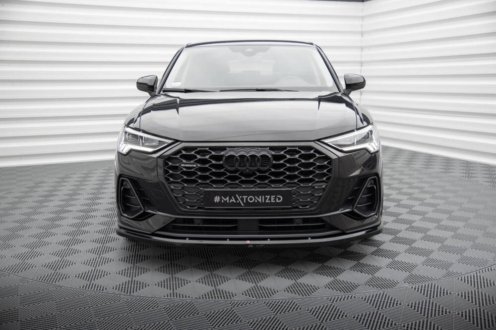 Voorspoiler V.1 Audi Q3 Sportback F3 Maxton Glans Zwart