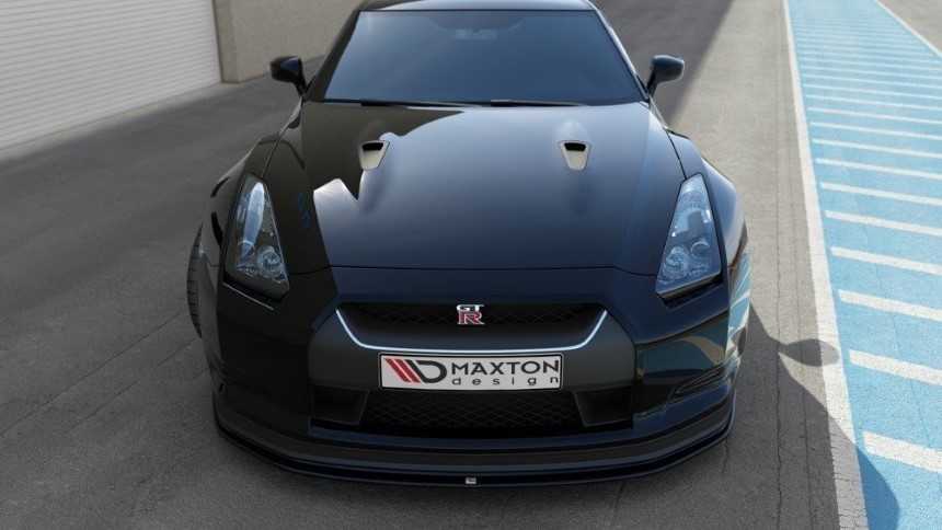 Voorspoiler Nissan GT-R Maxton Design glans zwart