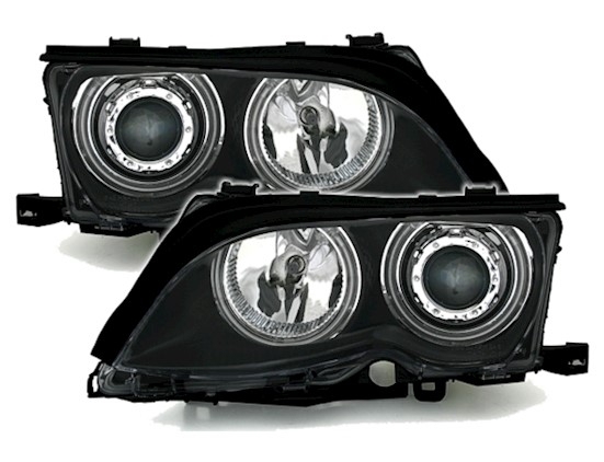Faros BMW E46 sedan Angel Eyes negro
