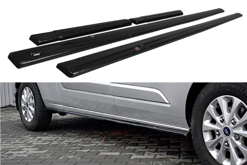 Zijskirts Diffusers Ford Transit Custom Mk1 FL Glanzend Zwart