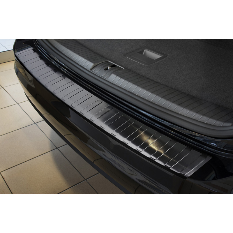 Zwart RVS Achterbumperprotector  Volkswagen Touran III 2015- incl. R-Line 'Ribs'