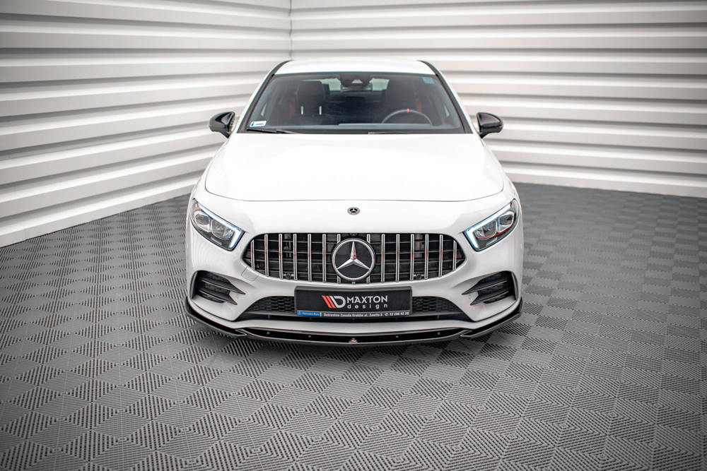 Voorspoiler V.5 Mercedes A Klasse W177 A35 AMG/AMG Line Glans Zwart