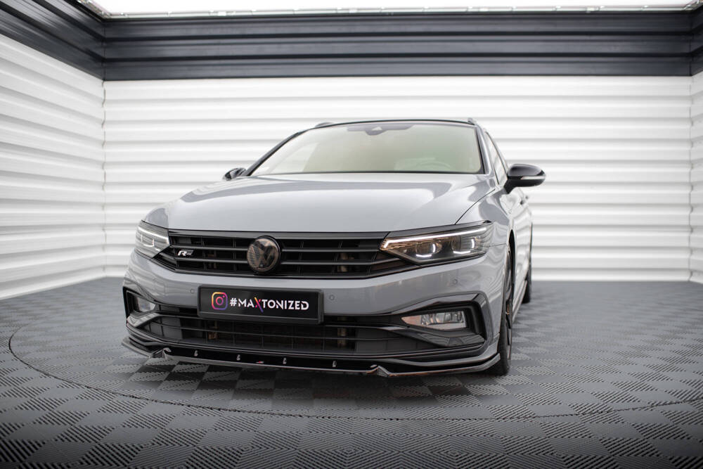 Voorspoiler V.1 Volkswagen Passat R-Line B8 FL Glans Zwart Maxton