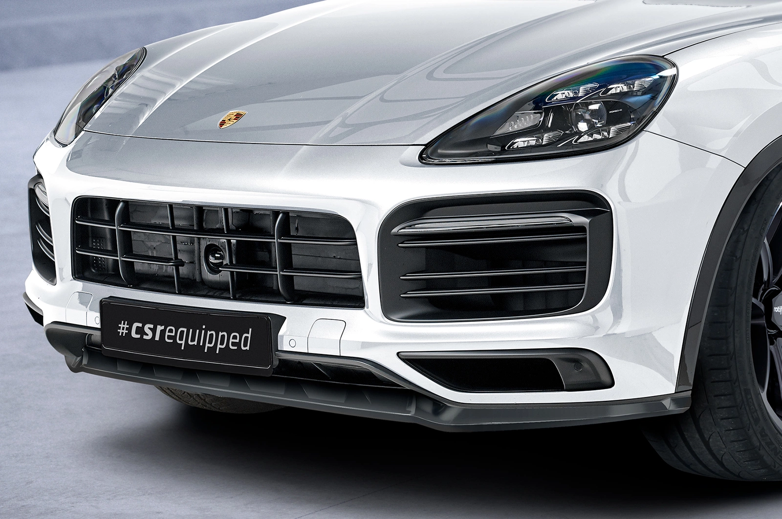 Voorspoiler Porsche Cayenne P0536/9YA Glans Zwart van CSR Automotive (2017-2023)