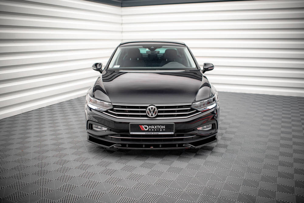 Voorspoiler V.2 VW Passat B8 FL Maxton Glans Zwart