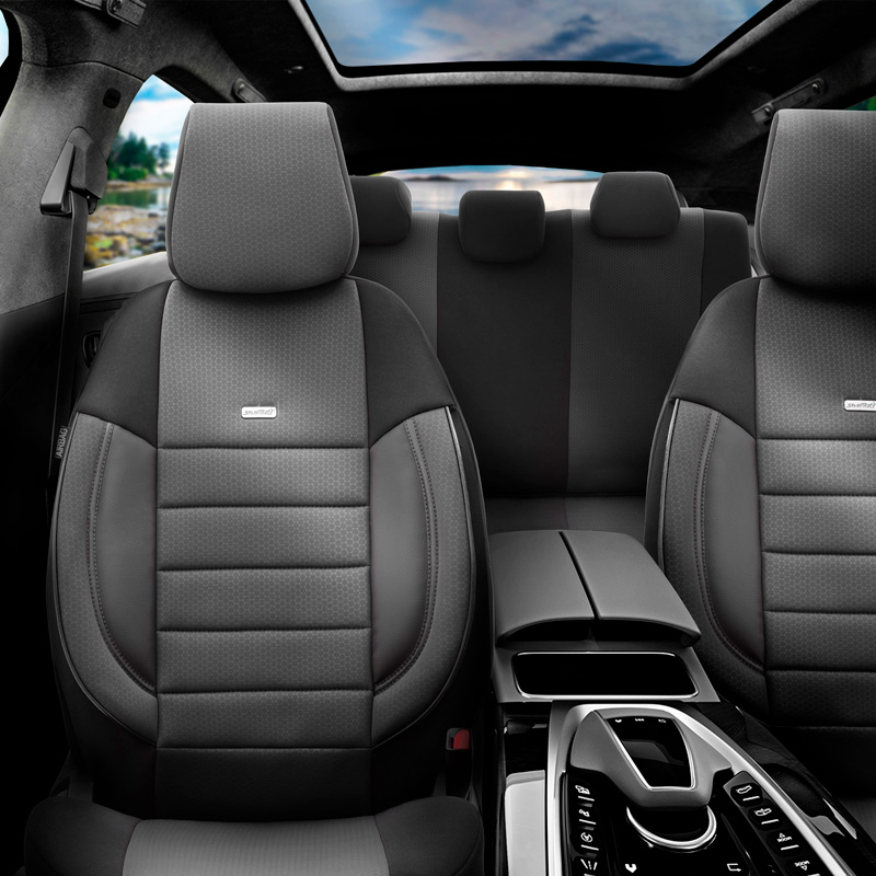 otoM Universele Stoffen Stoelhoezenset 'SelectedFit Pro' Zwart - 11-delig - geschikt voor Side-Airbags