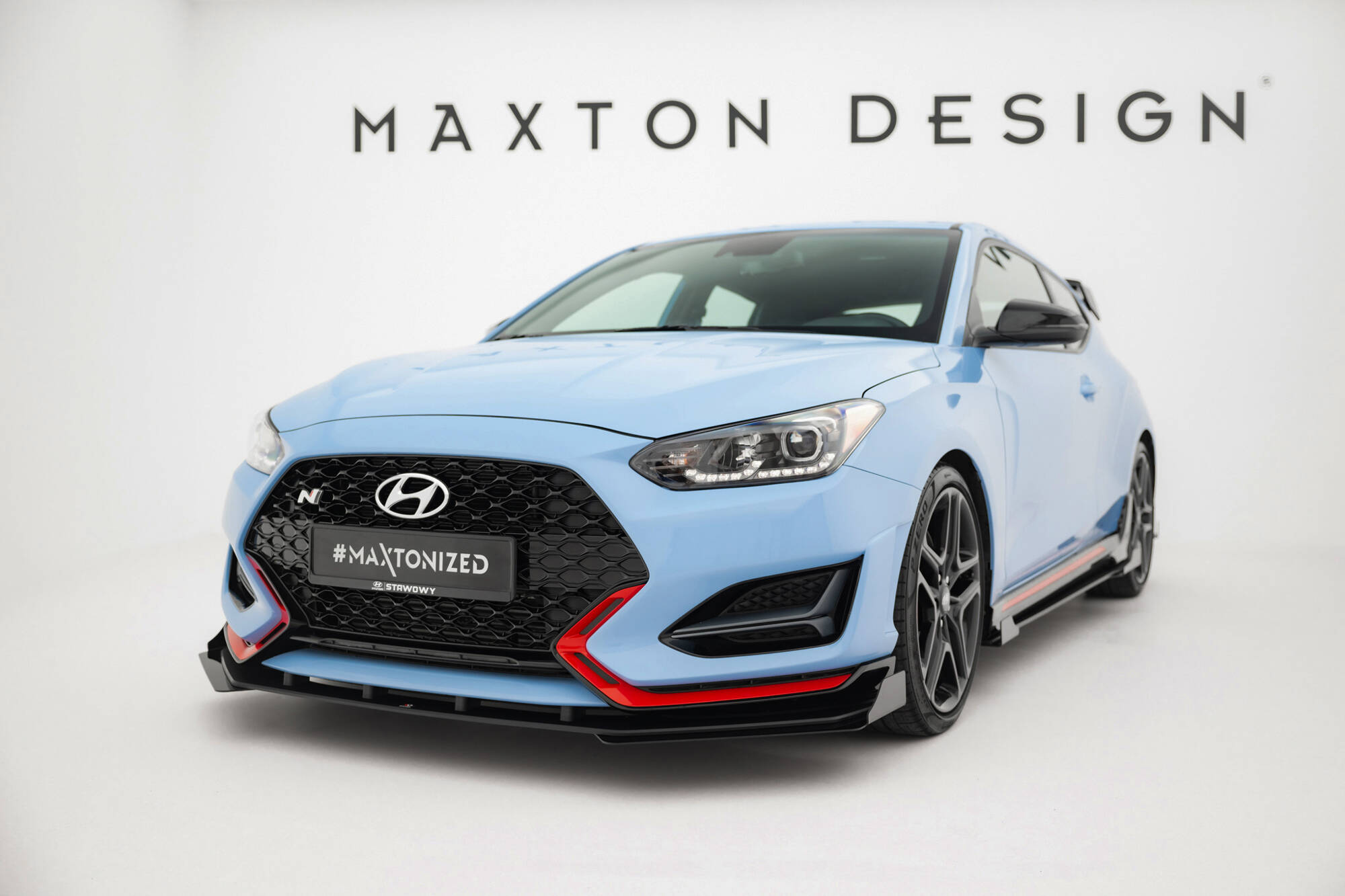 Street Pro Voorspoiler + Flaps Hyundai Veloster N MK2 Maxton Glanzend zwart