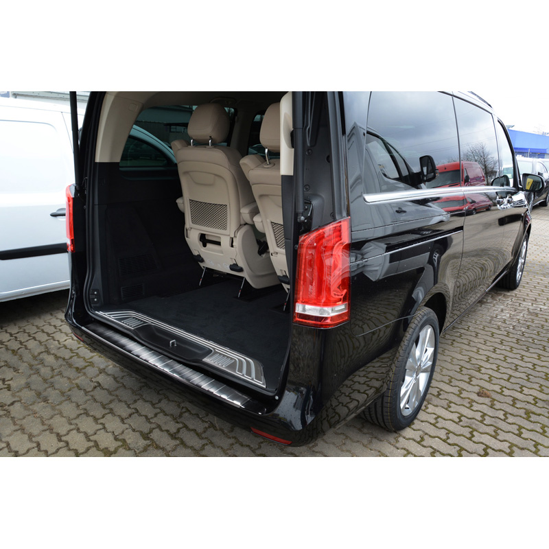 Zwart RVS Achterbumperprotector  Mercedes Vito / V-Klasse 2014-2019 & Facelift 2019- 'Ribs'