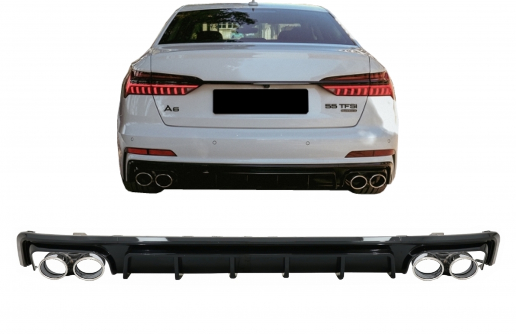 Diffusor Audi A6 S-Line C8 Zwart incl. sierstukken Zwart
