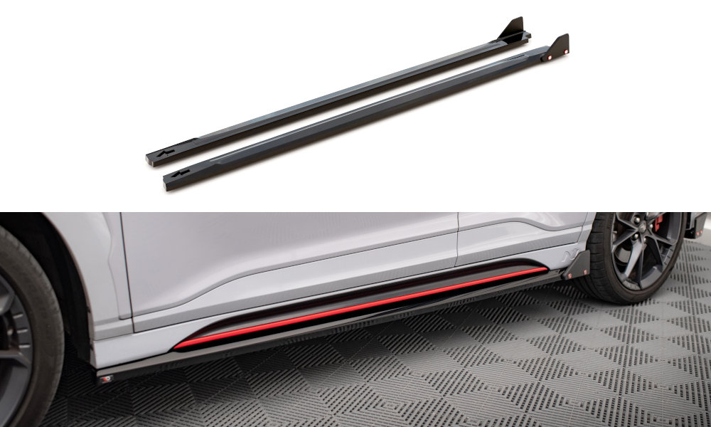 Zijskirts V.1 met Canards Hyundai Kona N Maxton Glans Zwart