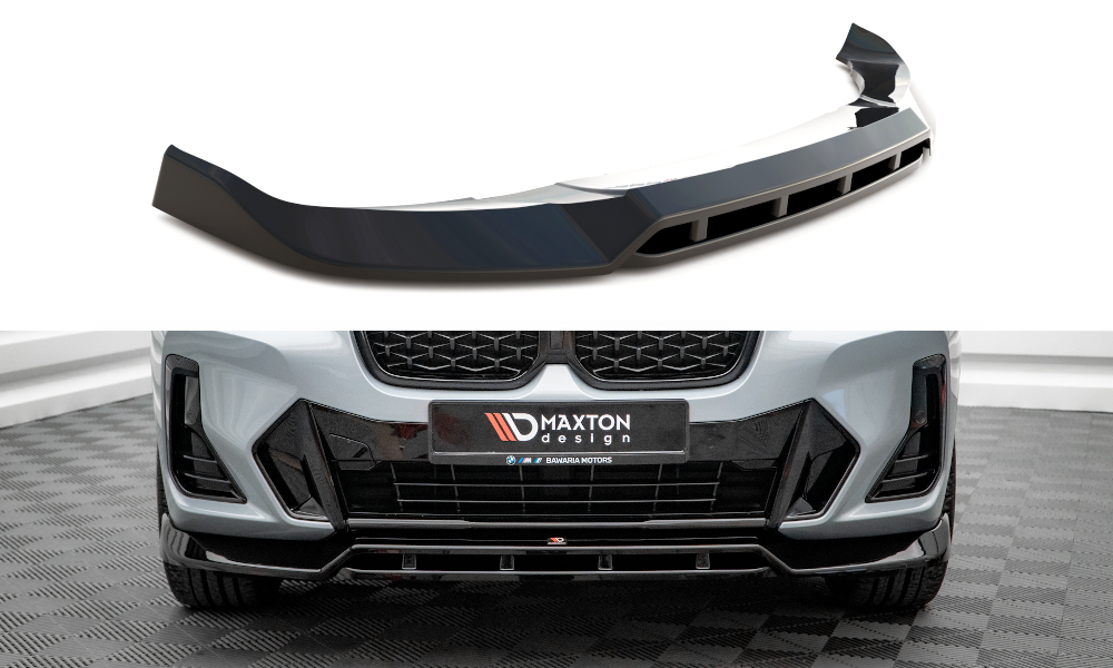 Voorspoiler V.1 BMW X4 M Pakket G02 Maxton Glans Zwart