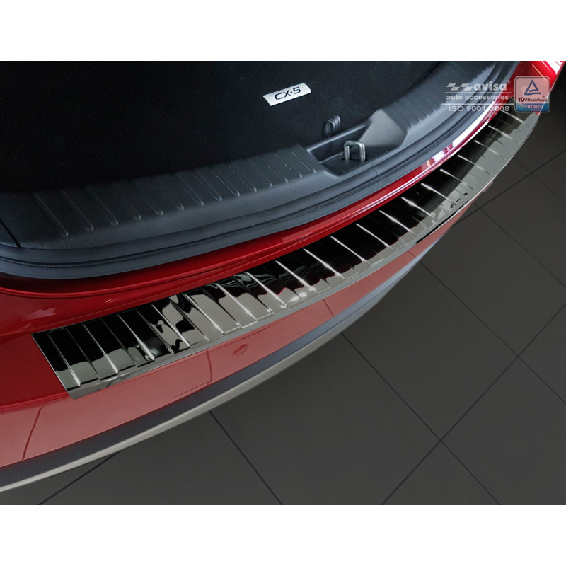 Zwart-Chroom RVS Achterbumperprotector  Mazda CX-5 II 2017- incl. Facelift 'Ribs'