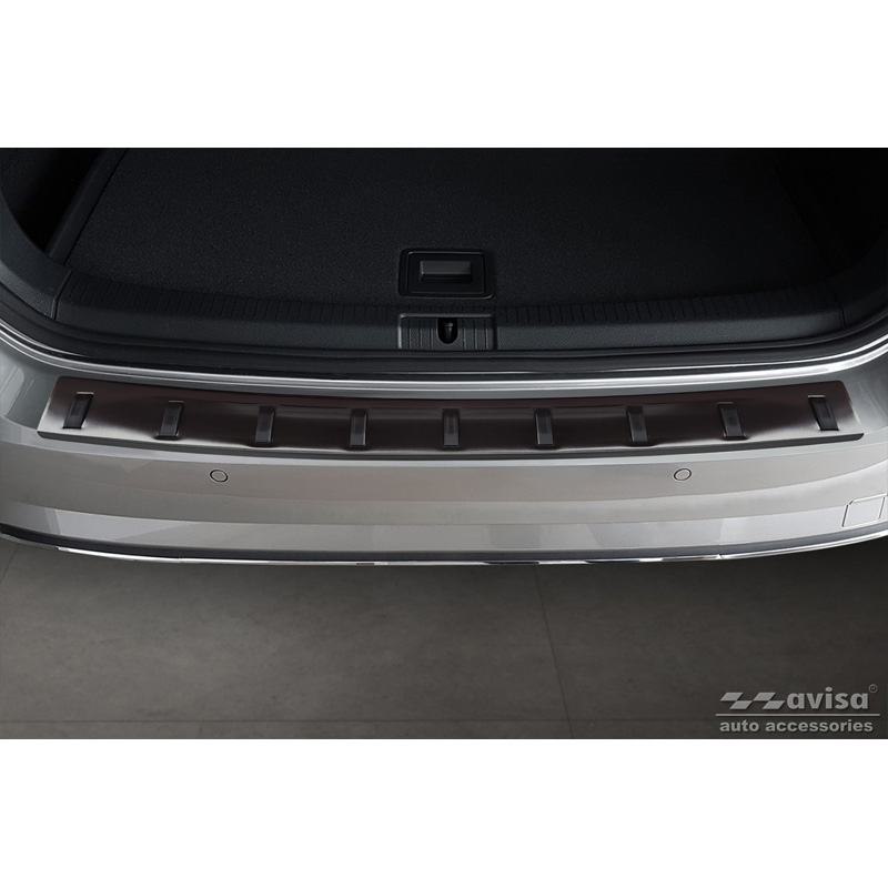 Zwart RVS Achterbumperprotector  Volkswagen Golf VII Variant Facelift 2017-2019 (incl. R-Line) 'STRONG EDITION'