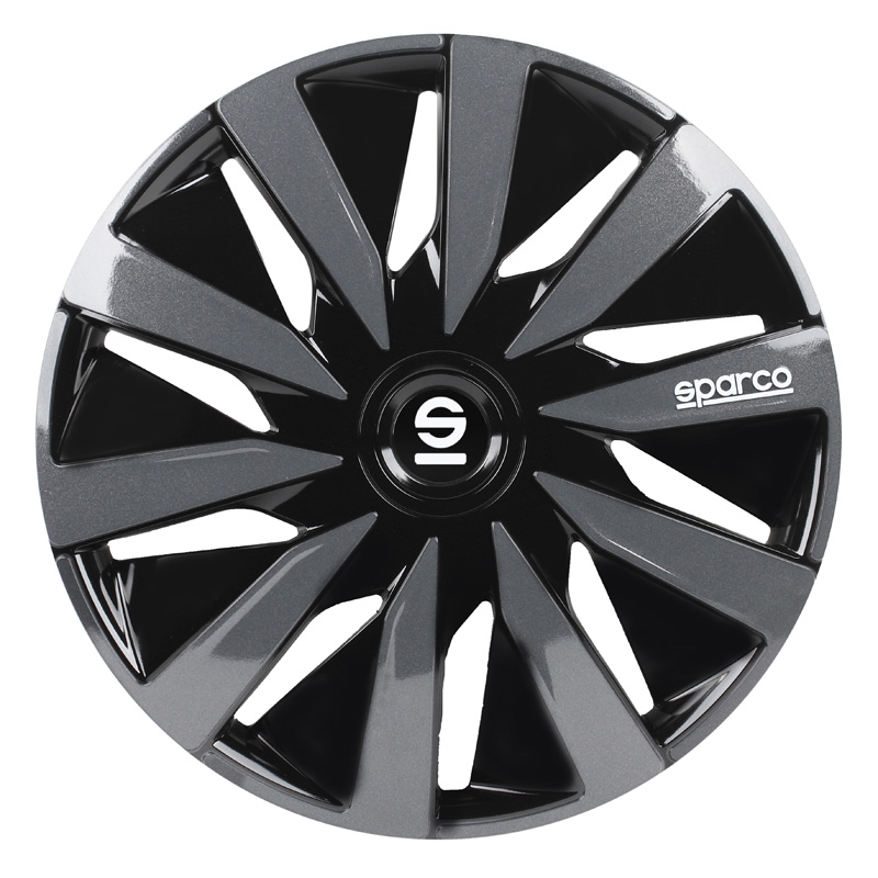 4-Delige Sparco Wieldoppenset Lazio 14-inch zwart/grijs