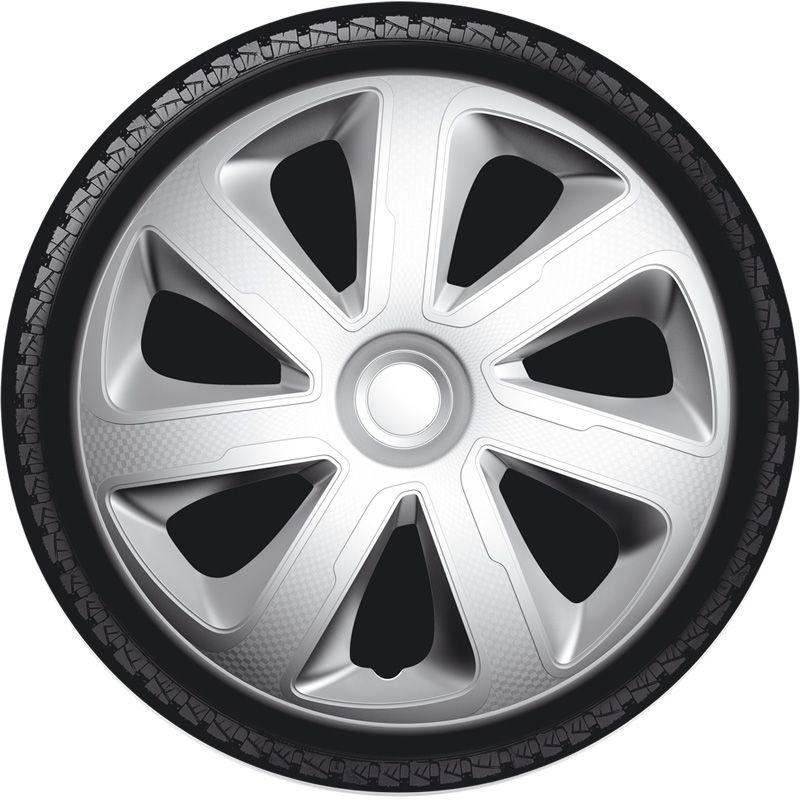 4-Delige Wieldoppenset Livorno 13-inch zilver carbon-look