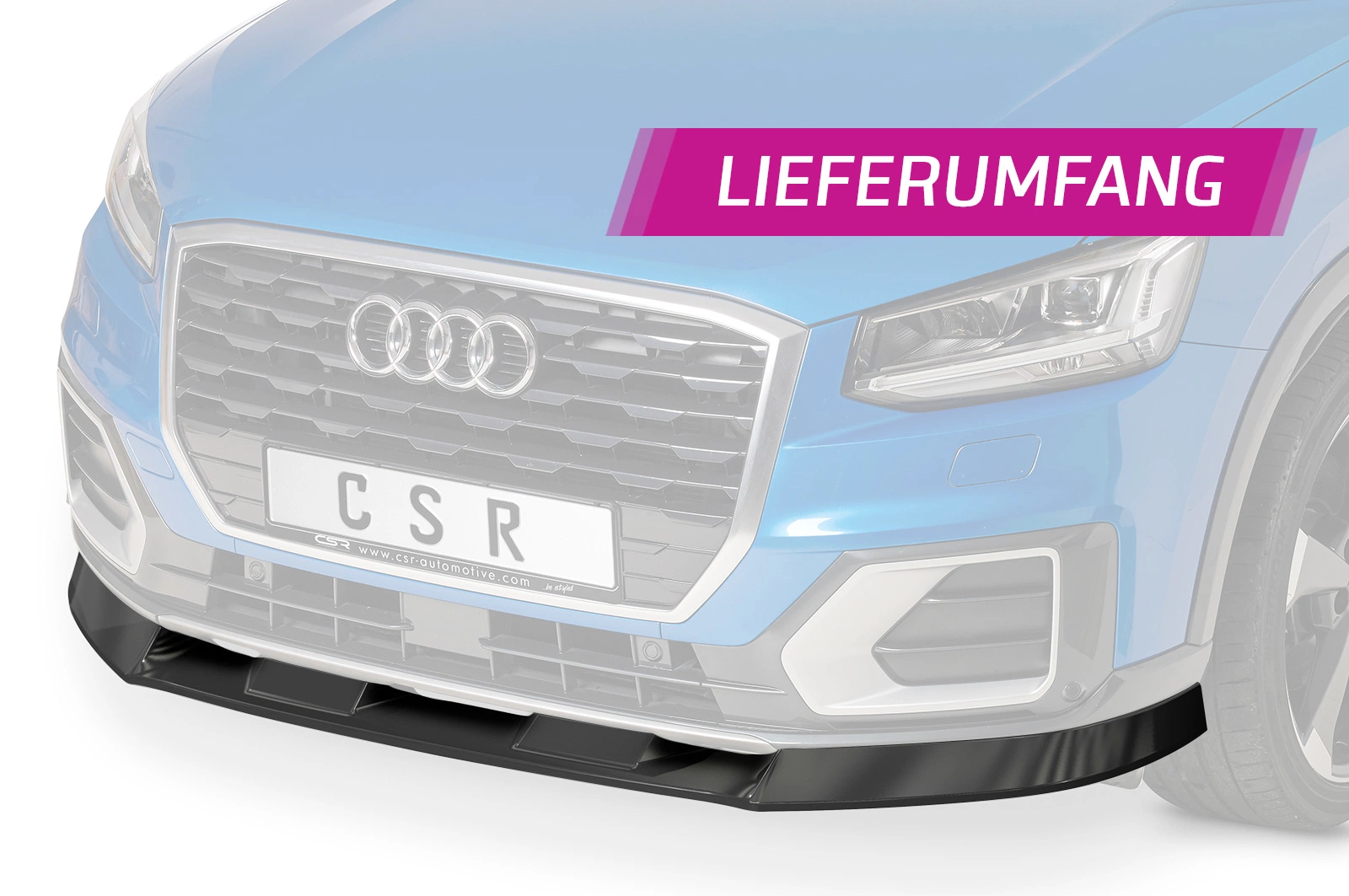 Voorspoiler Audi Q2 S-Line glans zwart – 2016–2020