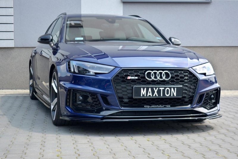 Voorspoiler V.2 Audi RS4 B9 Maxton Glans Zwart