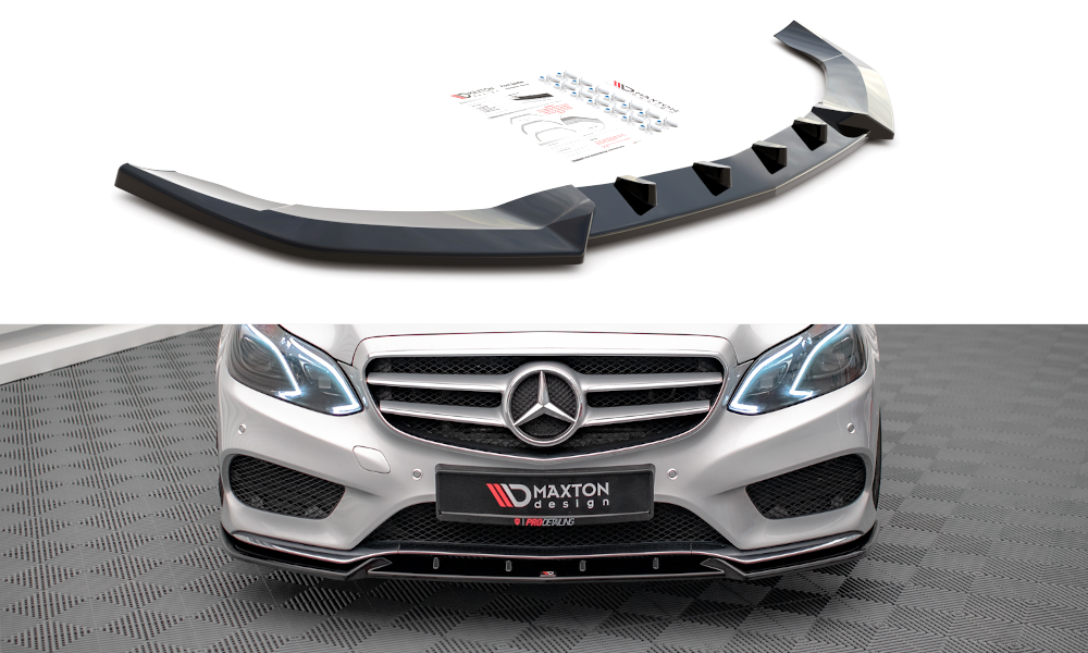 Voorspoiler V.2 Mercedes E-Klasse W212 AMG Pakket Maxton Glans Zwart