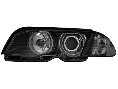 Faros para BMW E46 4 door 98-01. Angel Eyes negro