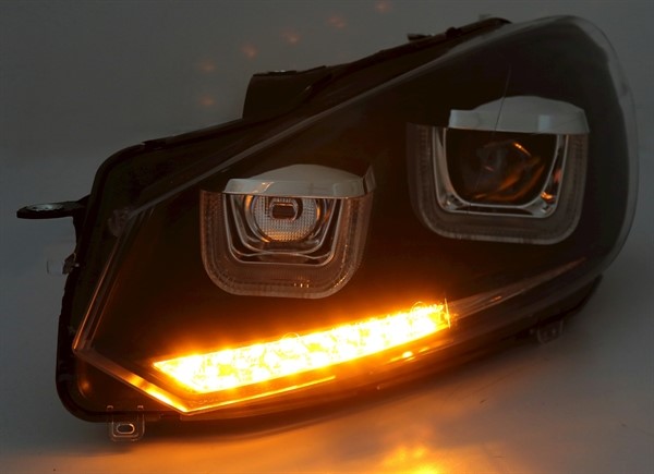 Koplampen VW Golf VI U-Tube LED Dynamic Black