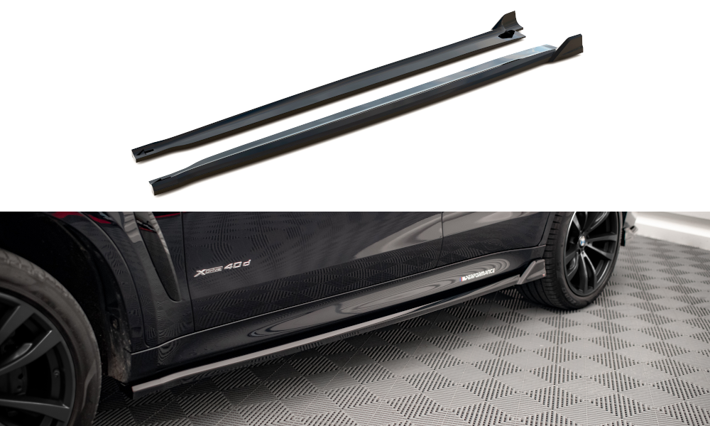 Zijskirts V.2 BMW X6 M pakket F16 Maxton Glans Zwart