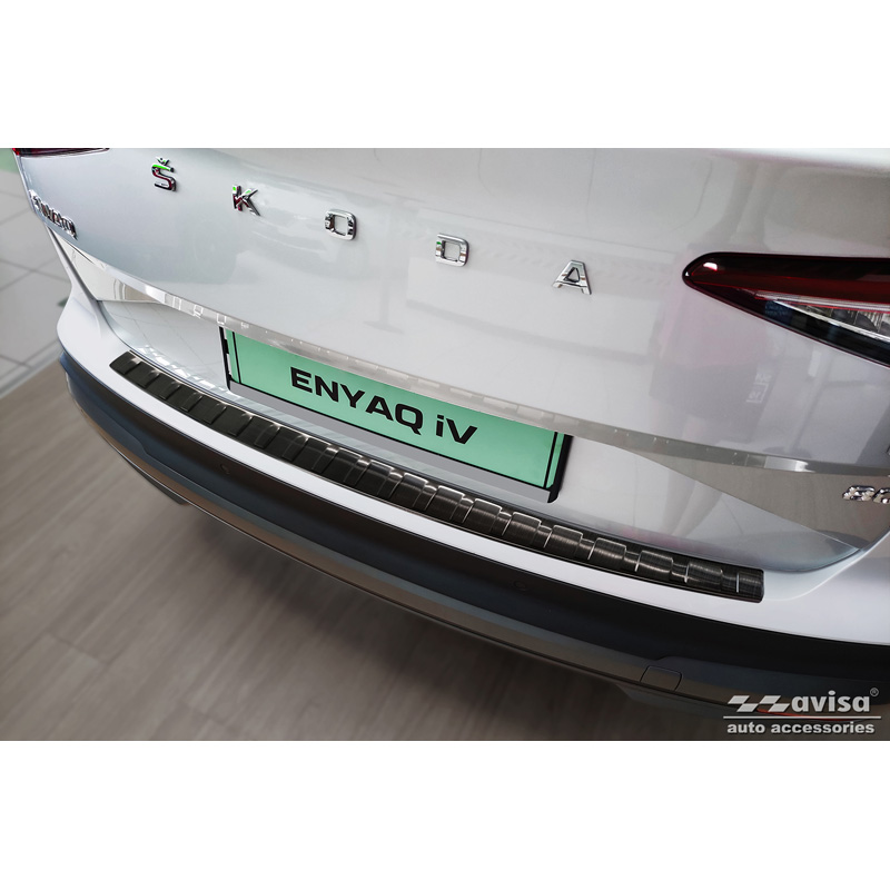 Zwart RVS Achterbumperprotector  Skoda Enyaq iV 2020- excl. Coupe 'Ribs'