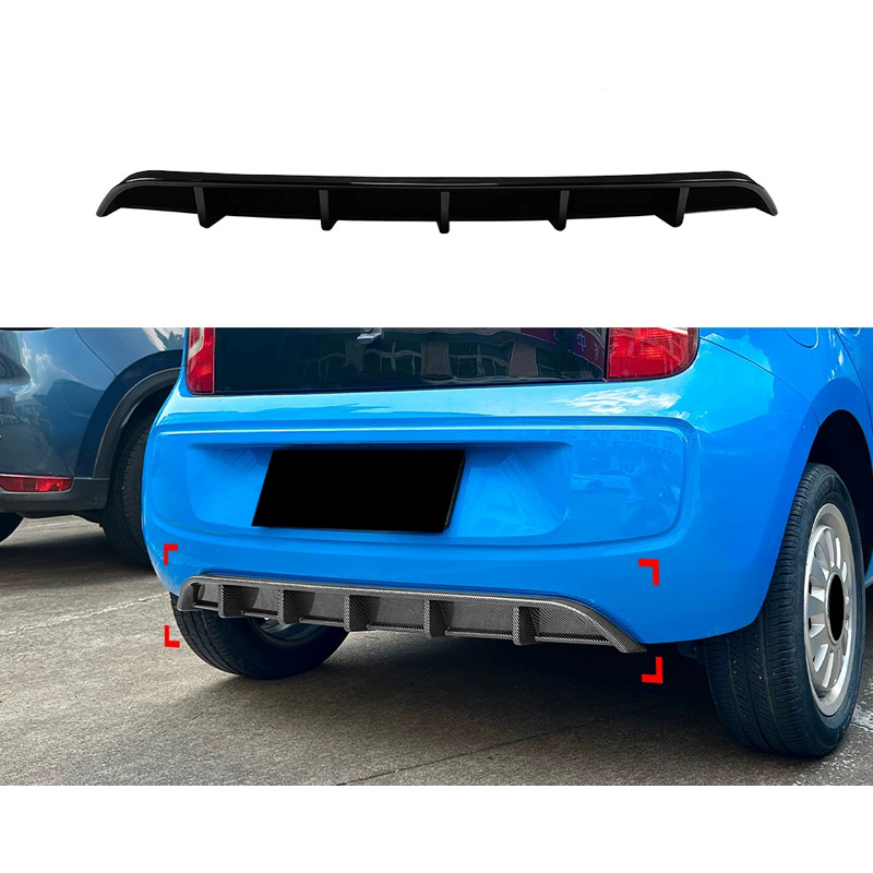 Achterbumperskirt (Blades/Diffusor)  Volkswagen Up! 2011-2016 excl. Facelift (Glanzend Zwart ABS)