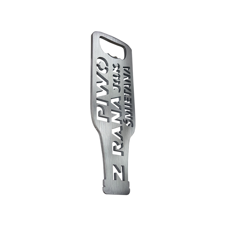 RVS Flesopener - 'PIWO Z RANA…' (Zilver)