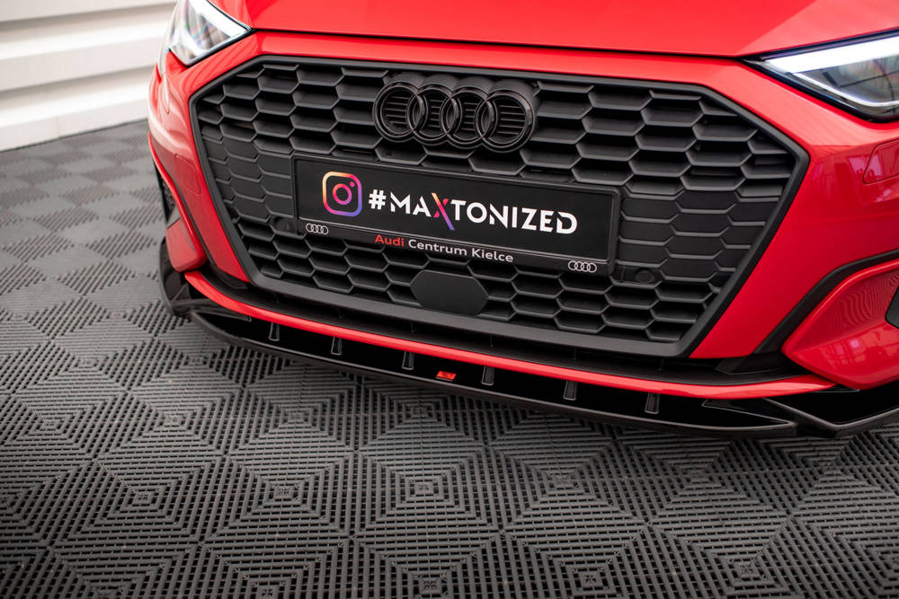 Voorspoiler V.1 Audi A3 8Y Maxton Glans Zwart