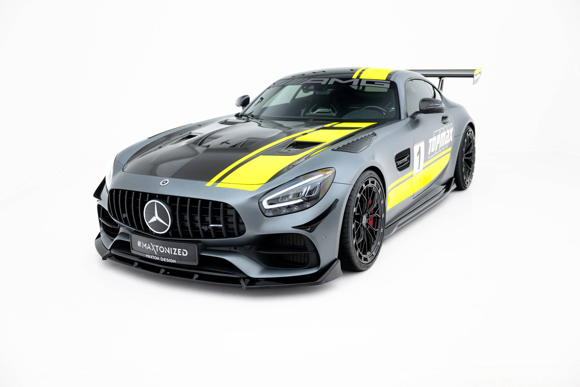 Voorspoiler Mercedes-AMG GT C C190 Facelift Maxton Glanzend zwart