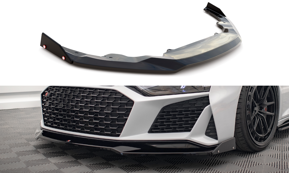 Voorspoiler V.3 met Canards Audi R8 Facelift  2018 - 2021 Maxton Glans Zwart