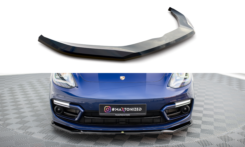 Voorspoiler V.1 Porsche Panamera E-Hybrid 971 Facelift  2020 - Maxton Glans Zwart