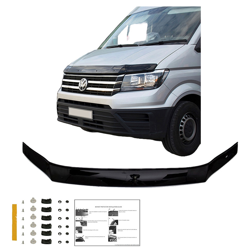 Motorkapbeschermer (steenslagcover)  Volkswagen Crafter MK2 2016- & MAN TGE MK1 PreFacelift 2016- - Glanzend zwart